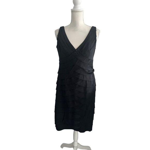 JONES NEW YORK Black Layered Cocktail Dress Size 12 - Picture 5 of 9